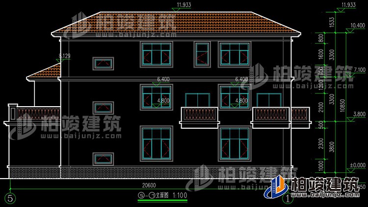 背立面图