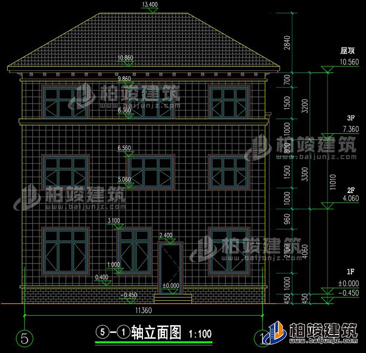 背立面图